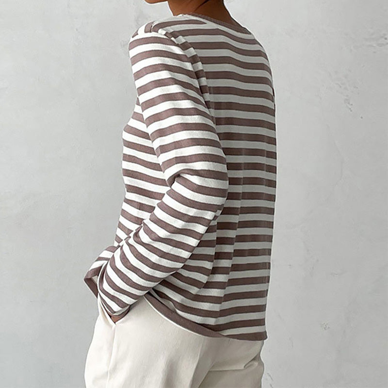 Dames Lange Mouw T-shirt Met Streepdessin Katoen 8