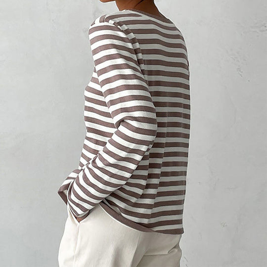 Dames Lange Mouw T-shirt Met Streepdessin Katoen 8
