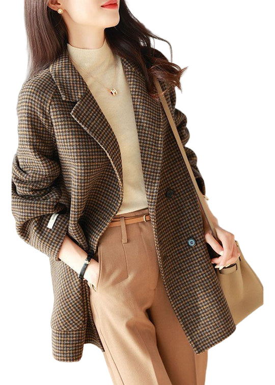 Dames Lange Mouwen Geruite Mixjas 0