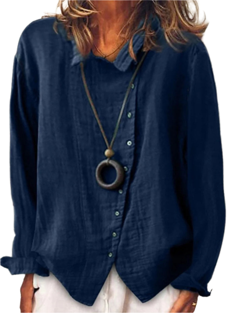 Dames Lange Shirt Casual Katoen en Linnen 0