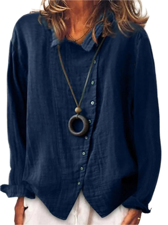 Dames Lange Shirt Casual Katoen en Linnen 0