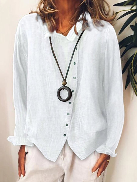 Dames Lange Shirt Casual Katoen en Linnen 1