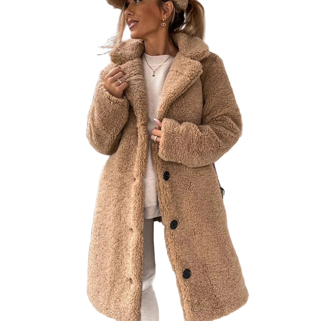 Dames Lange Teddy Coat Oversized Pasvorm 0