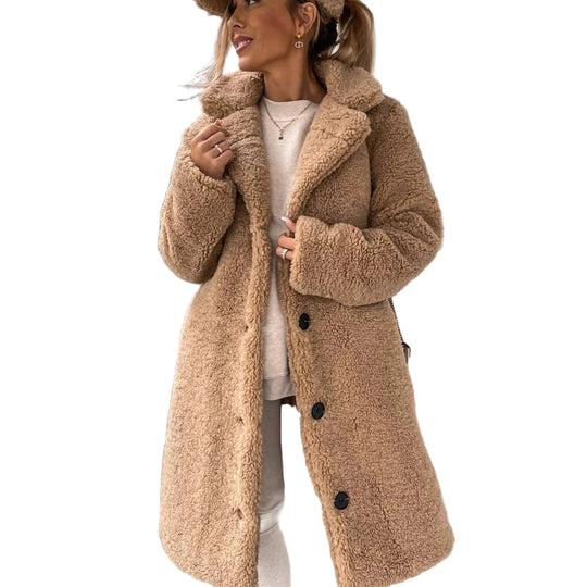 Dames Lange Teddy Coat Oversized Pasvorm 0