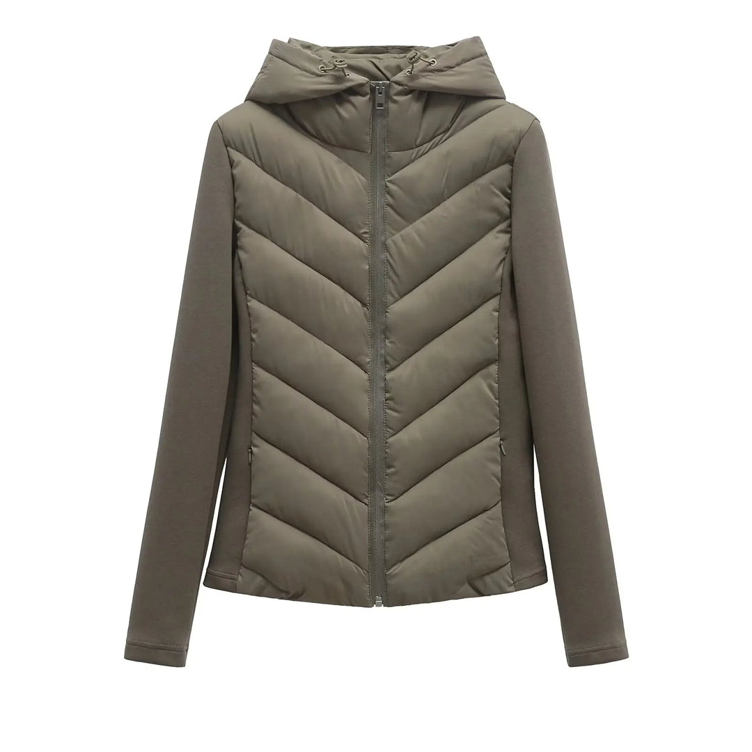 Dames Lange Winterjas Met Capuchon Gewatteerd Herringbone Design 8