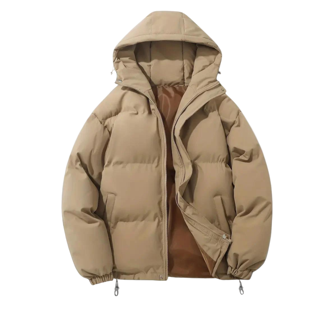 Dames Lange Winterjas met Capuchon en Gewatteerde Stijl 0