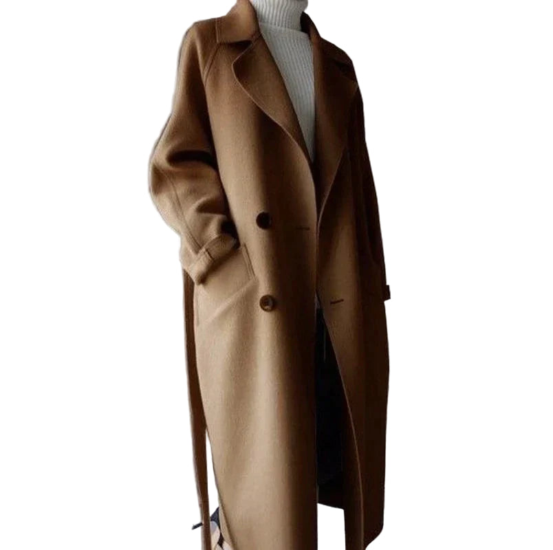 Dames Lange Wollmantel Stijlvol en Comfortabel 4