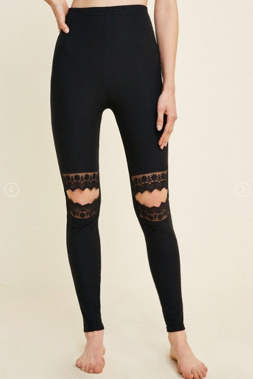 Dames Leggings Met Kantuitsnijdingen Zwart 1
