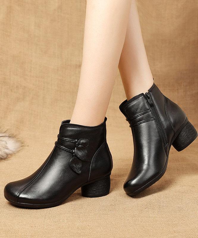 Dames Leren Laarzen met Ritssluiting en Splicing 1