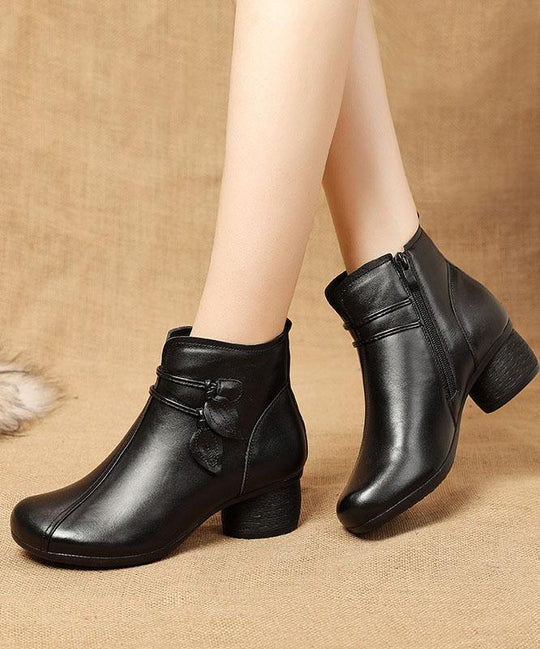 Dames Leren Laarzen met Ritssluiting en Splicing 1