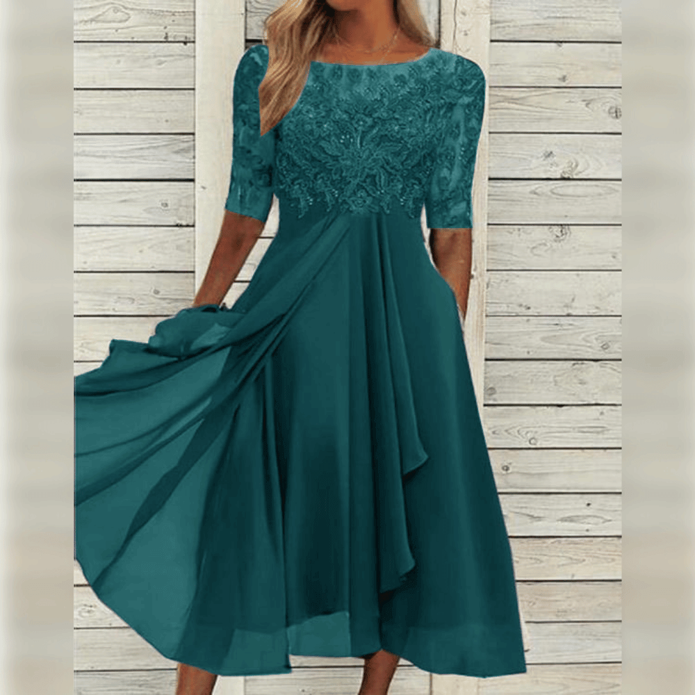 Dames Maxi Galajurk Asymmetrische Rok Kant 5