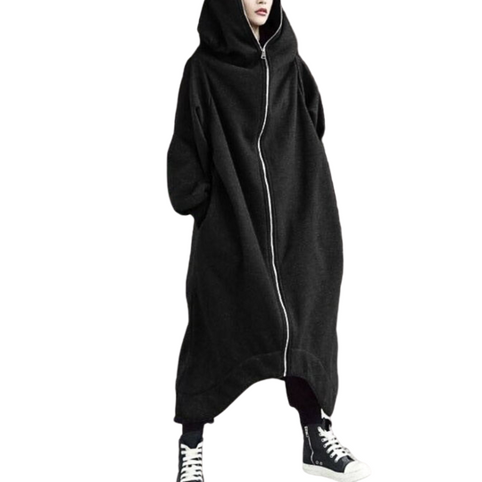 Dames Maxi Hættetrøjejakke Løs Stijl 0