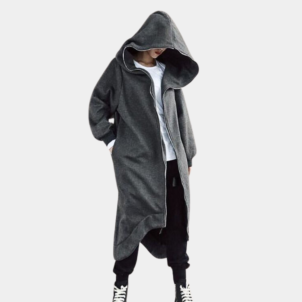 Dames Maxi Hættetrøjejakke Løs Stijl 3