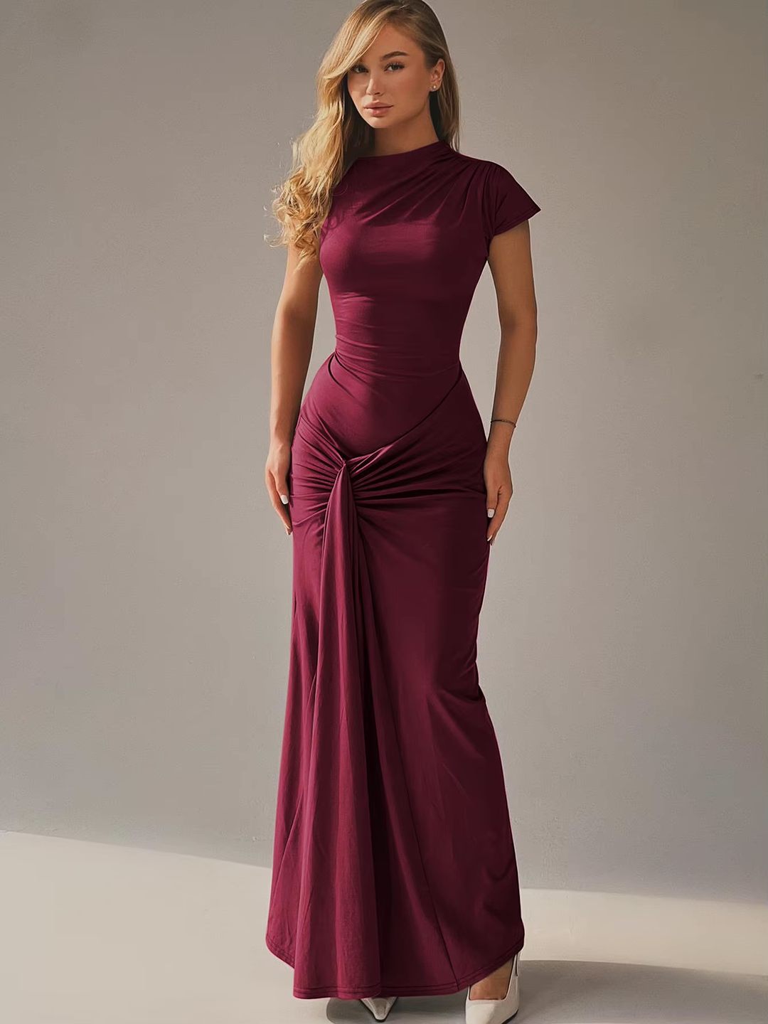 Dames Maxi Jurk Aansluitend Met Verstelbare Rug Polyester 5