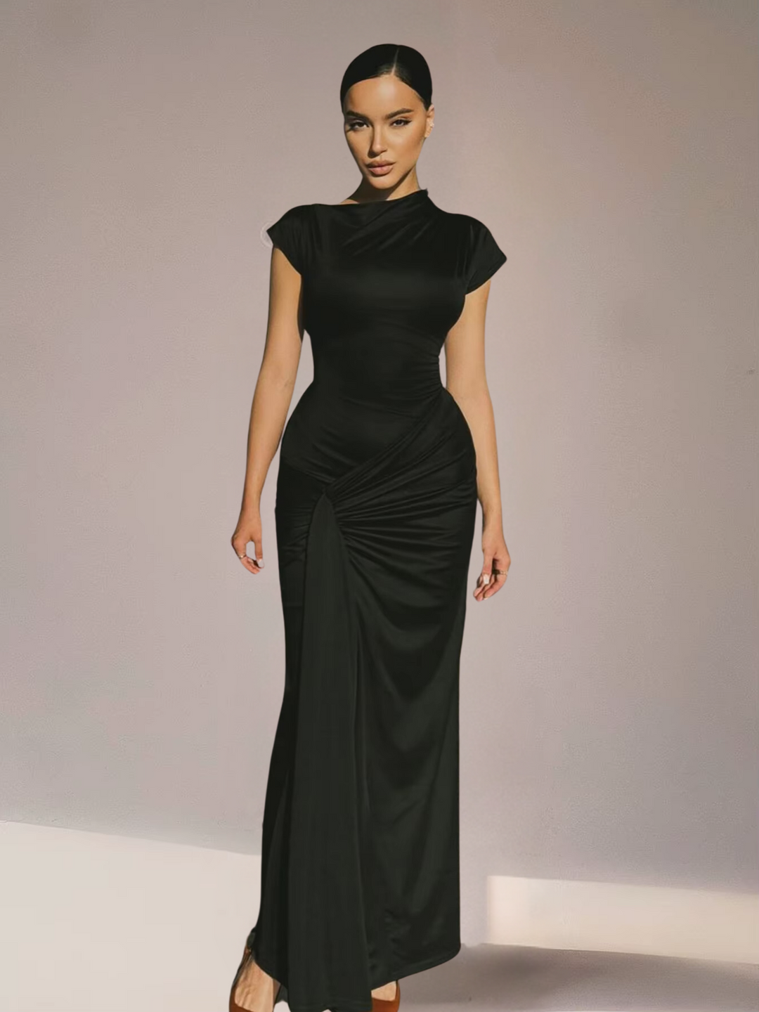 Dames Maxi Jurk Aansluitend Met Verstelbare Rug Polyester 9