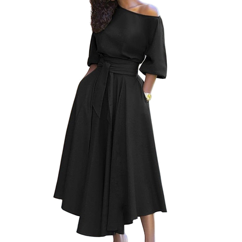 Dames Maxi Jurk Gebonden Taille Katoenmengsel voor Zomer en Lente 0