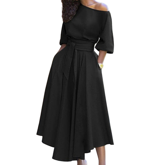 Dames Maxi Jurk Gebonden Taille Katoenmengsel voor Zomer en Lente 0