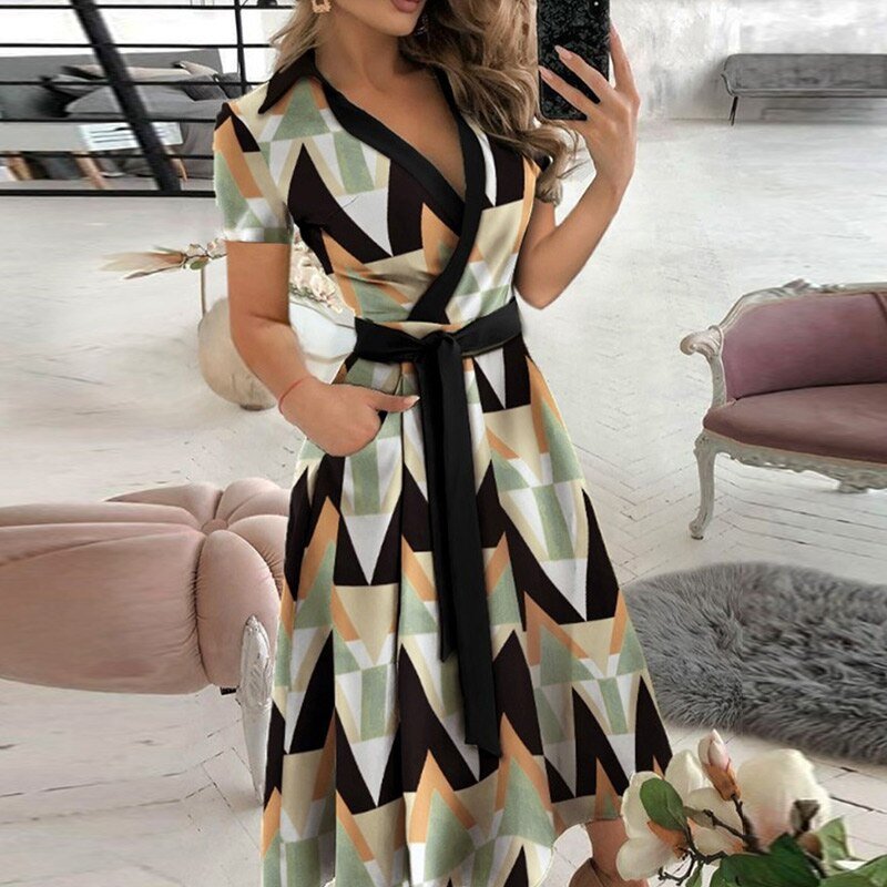 Dames Maxi Jurk Gebonden Taille Katoenmengsel voor Zomer en Lente 11