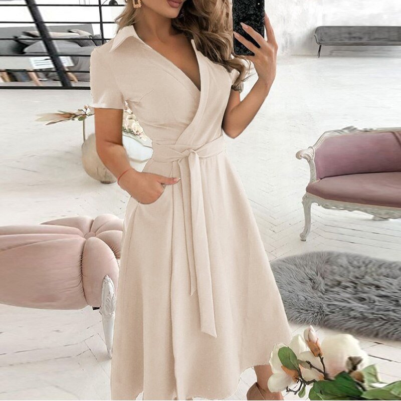 Dames Maxi Jurk Gebonden Taille Katoenmengsel voor Zomer en Lente 12
