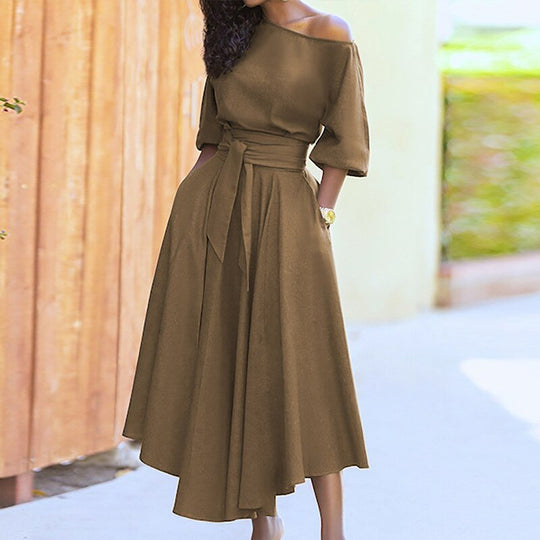 Dames Maxi Jurk Gebonden Taille Katoenmengsel voor Zomer en Lente 2
