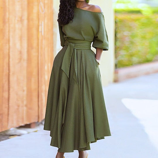 Dames Maxi Jurk Gebonden Taille Katoenmengsel voor Zomer en Lente 3
