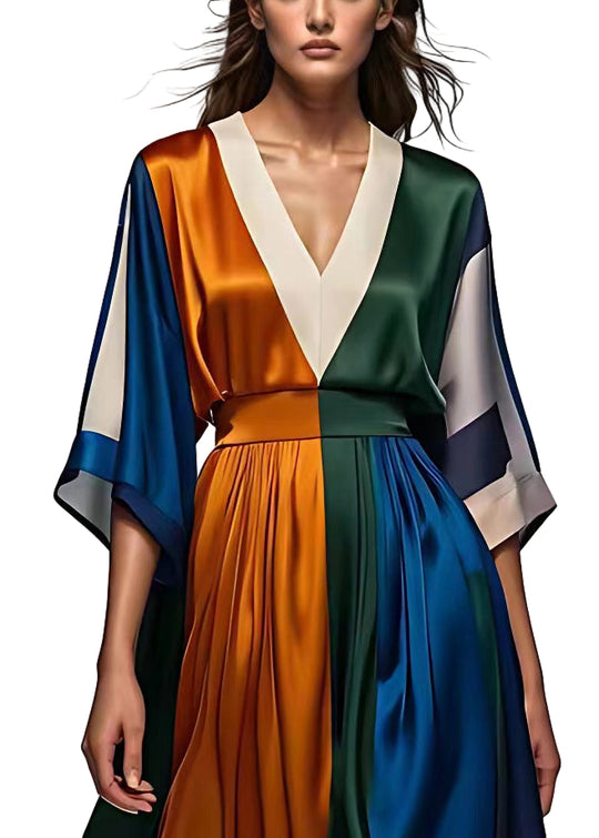 Dames Maxi Jurk Met Hoge Taille En Halve Mouw 0