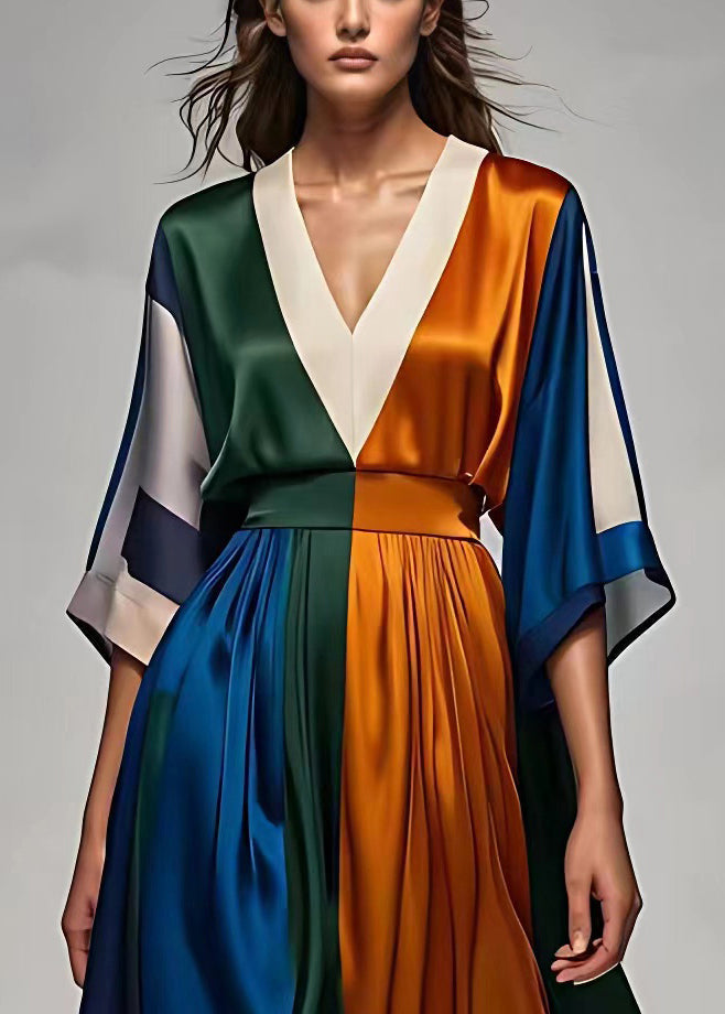 Dames Maxi Jurk Met Hoge Taille En Halve Mouw 1