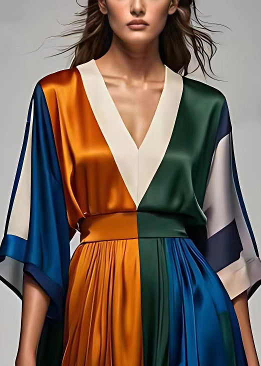 Dames Maxi Jurk Met Hoge Taille En Halve Mouw 2