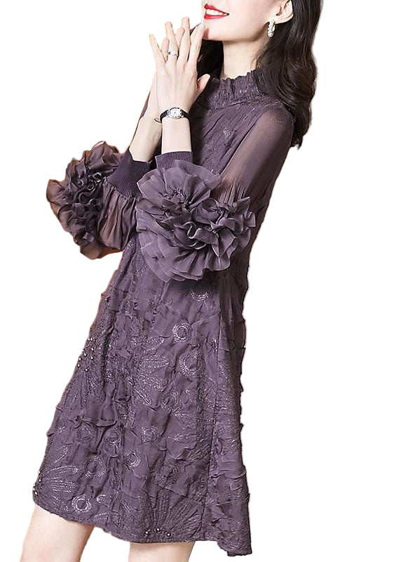 Dames Maxi Jurk Met Opstaande Kraag Geborduurd 3