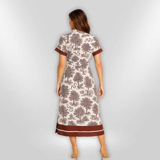 Dames Maxi Jurk Natuurlijke Print Ademend Eenheidsmaat 2