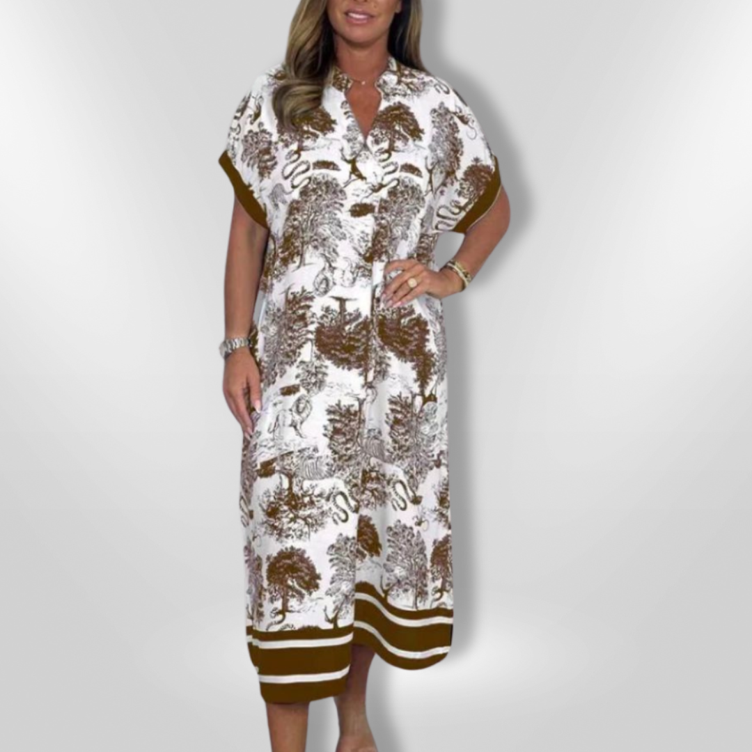 Dames Maxi Jurk Natuurlijke Print Ademend Eenheidsmaat 6