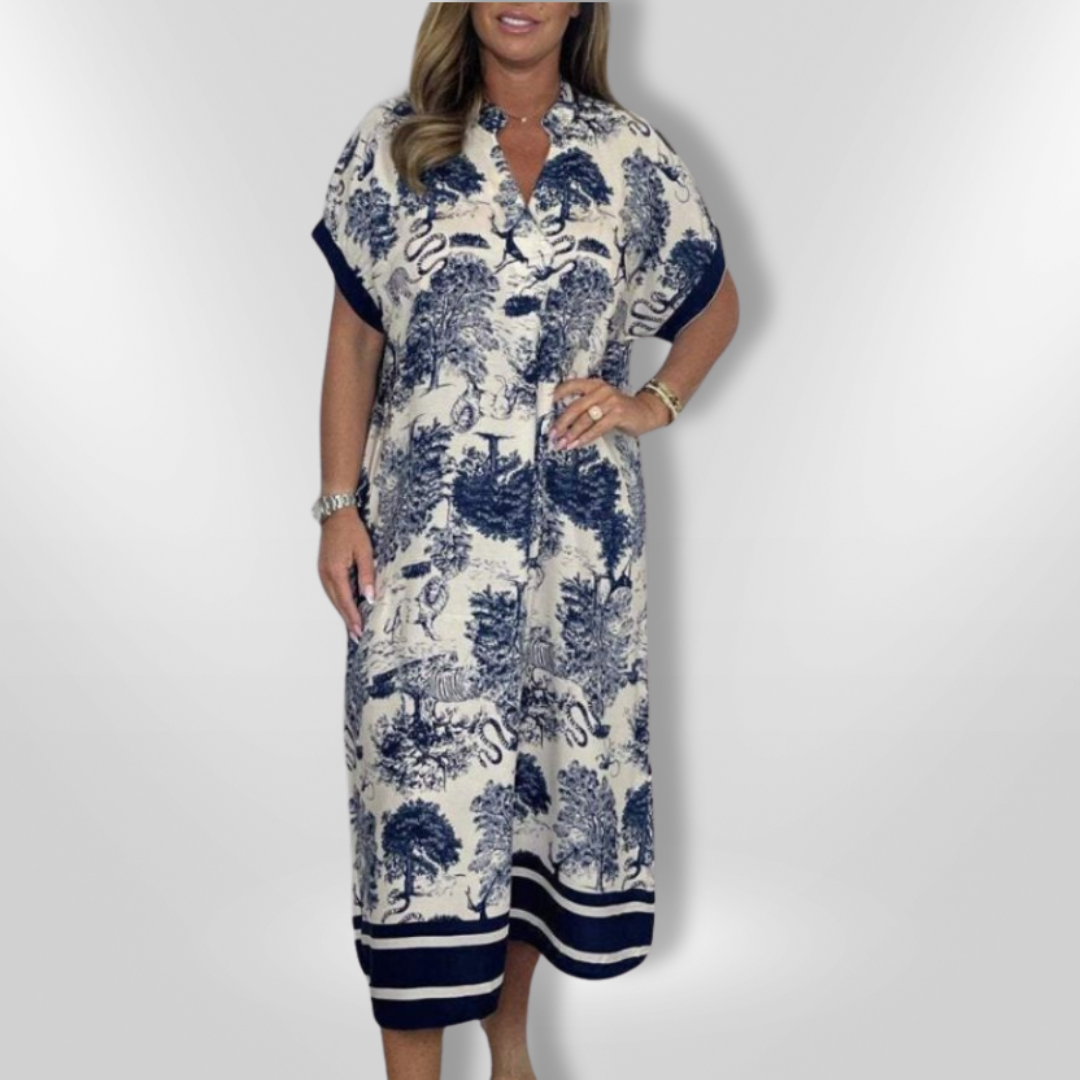 Dames Maxi Jurk Natuurlijke Print Ademend Eenheidsmaat 7