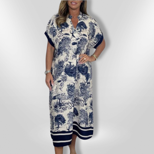 Dames Maxi Jurk Natuurlijke Print Ademend Eenheidsmaat 7