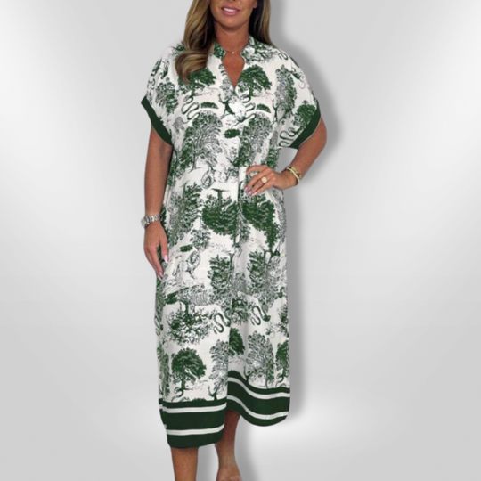 Dames Maxi Jurk Natuurlijke Print Ademend Eenheidsmaat 8