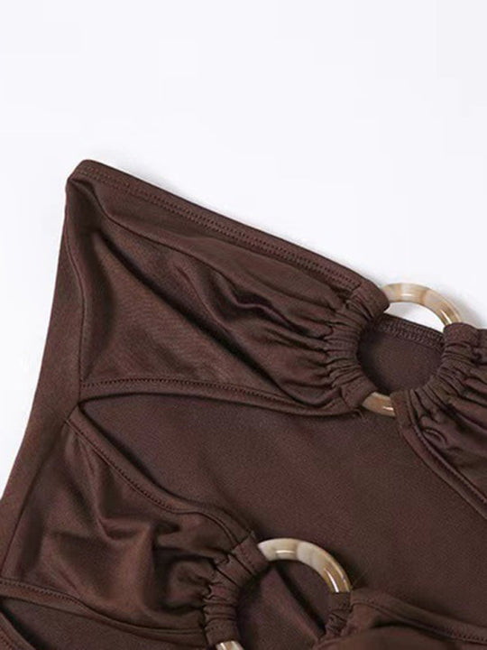 Dames Maxi Jurk One-Shoulder Met Hollow Hoog-Split 2