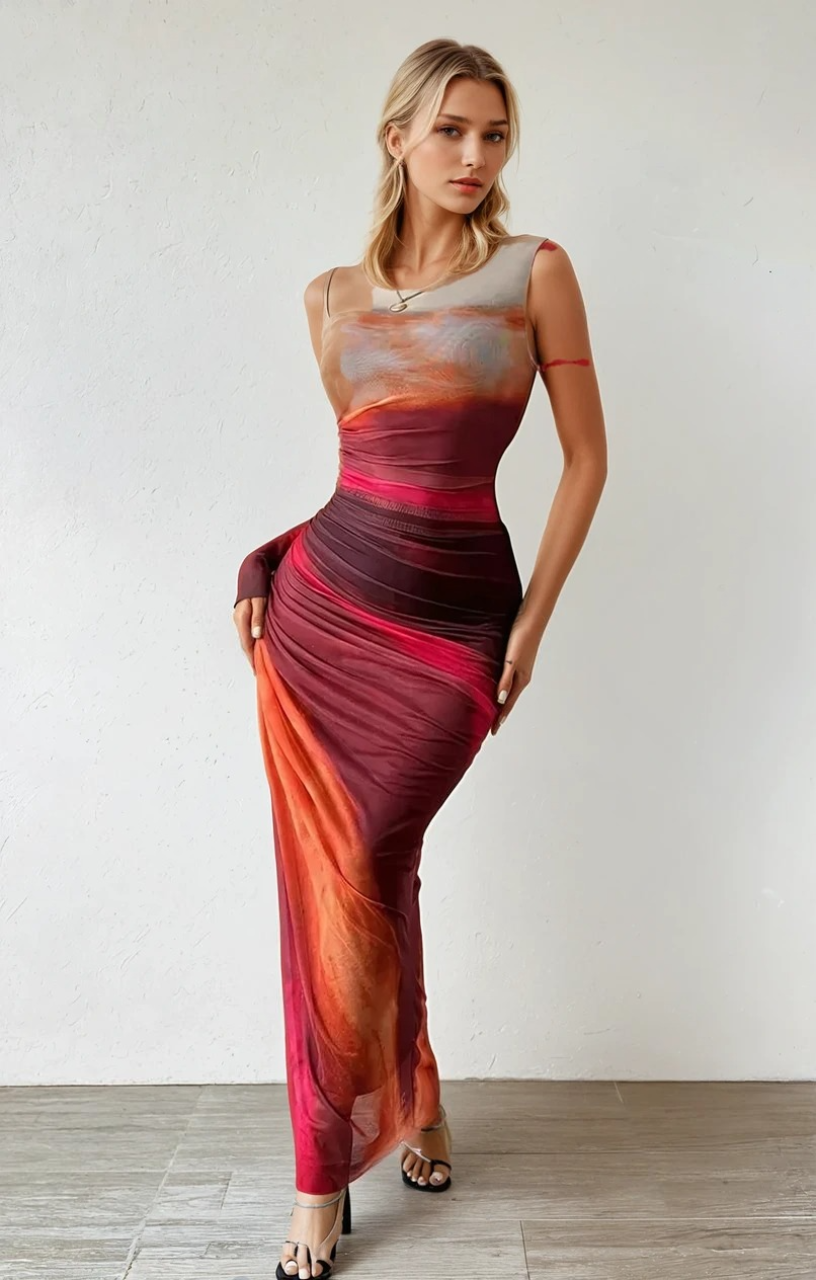 Dames Maxi Jurk Vloeiende Stijl Ademend Materiaal voor Zomer 1
