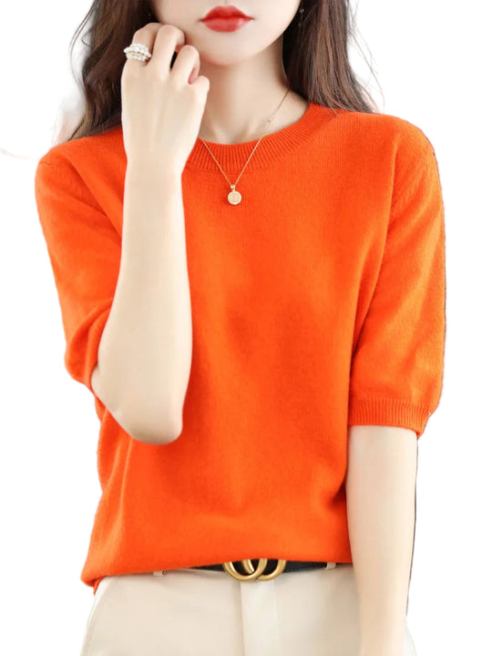 Dames Merino Wol Trui Katoen O-Hals Gebreid 3