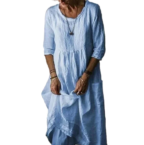 Dames Midi Dress Vintage-Inspiratie Katoen-Linnen 0