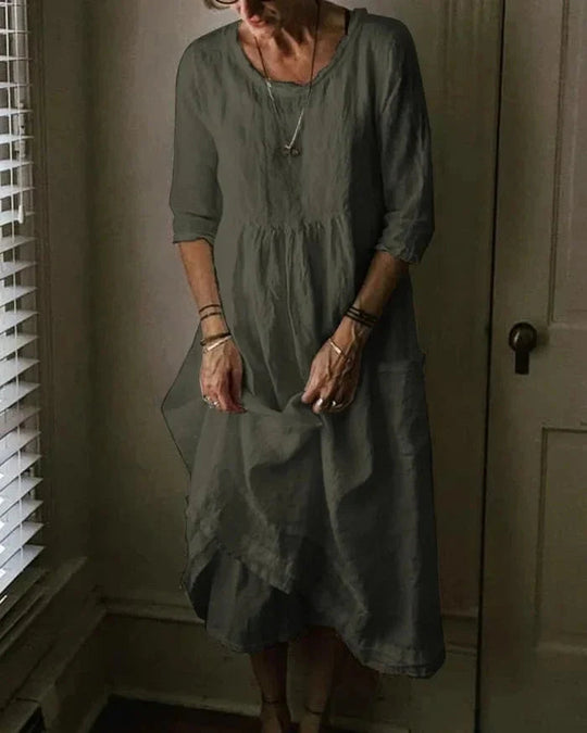 Dames Midi Dress Vintage-Inspiratie Katoen-Linnen 1