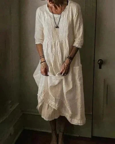 Dames Midi Dress Vintage-Inspiratie Katoen-Linnen 2