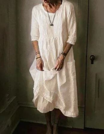 Dames Midi Dress Vintage-Inspiratie Katoen-Linnen 3