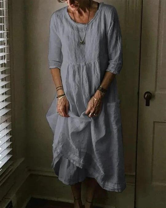 Dames Midi Dress Vintage-Inspiratie Katoen-Linnen 4