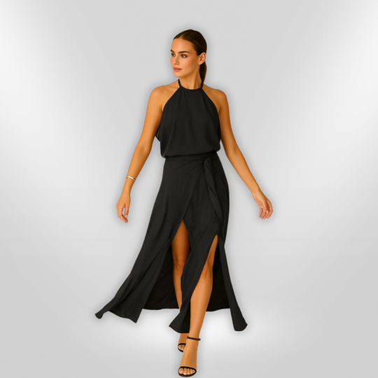 Dames Midi Jurk Open Schouders Asymmetrische Zoom Lichtgewicht Stof 1
