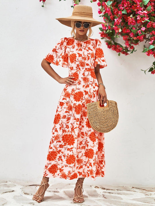 Dames Midi Jurk Ronde Hals Touwdetail A-Lijn Polyester 6