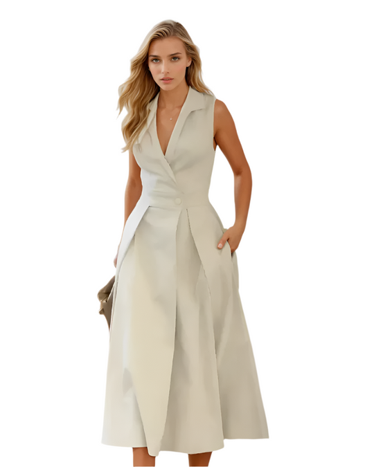 Dames Midi Jurk V-Hals Elegante Stijl 0
