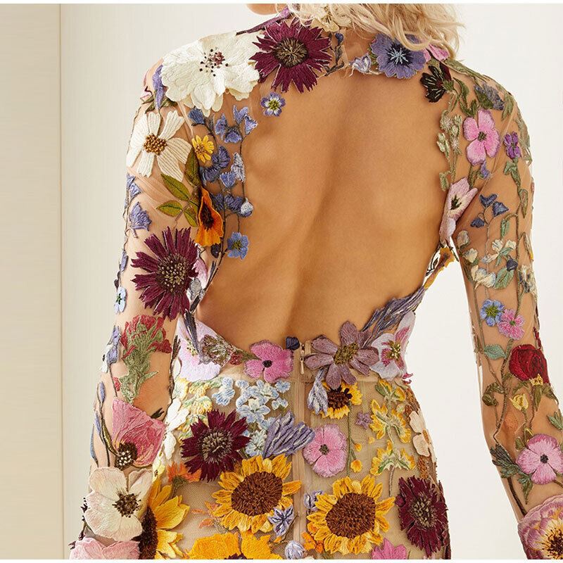 Dames Midi Jurk met Bloemenprint en Hoge Kraag 1