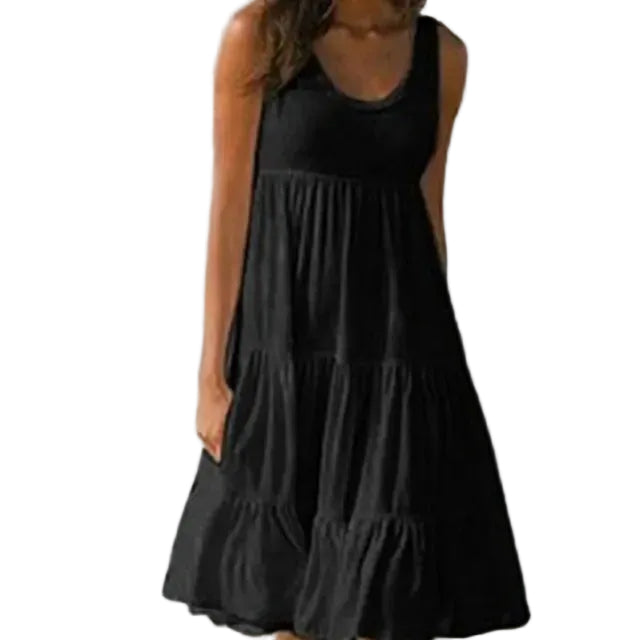 Dames Mini-jurk Mouwloos Met Ronde Hals 0