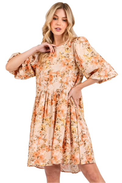 Dames Mini Jurk Bloemenprint Linnenmix Zomerjurkje 0