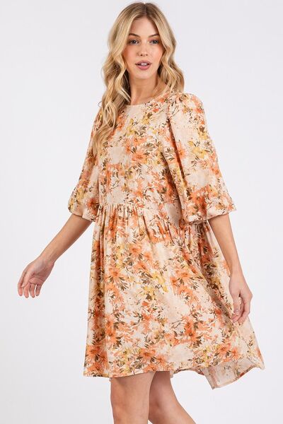 Dames Mini Jurk Bloemenprint Linnenmix Zomerjurkje 1