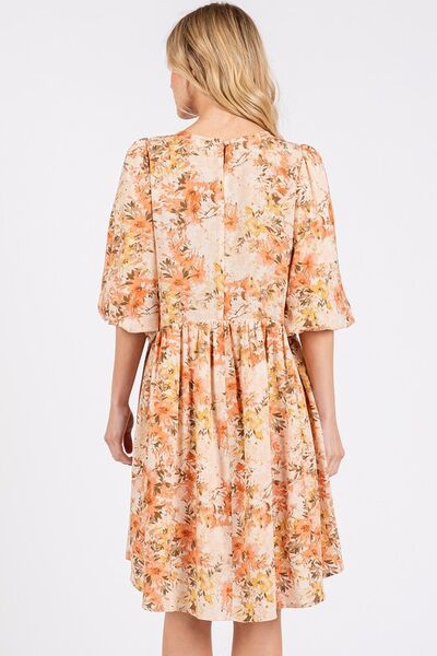 Dames Mini Jurk Bloemenprint Linnenmix Zomerjurkje 2
